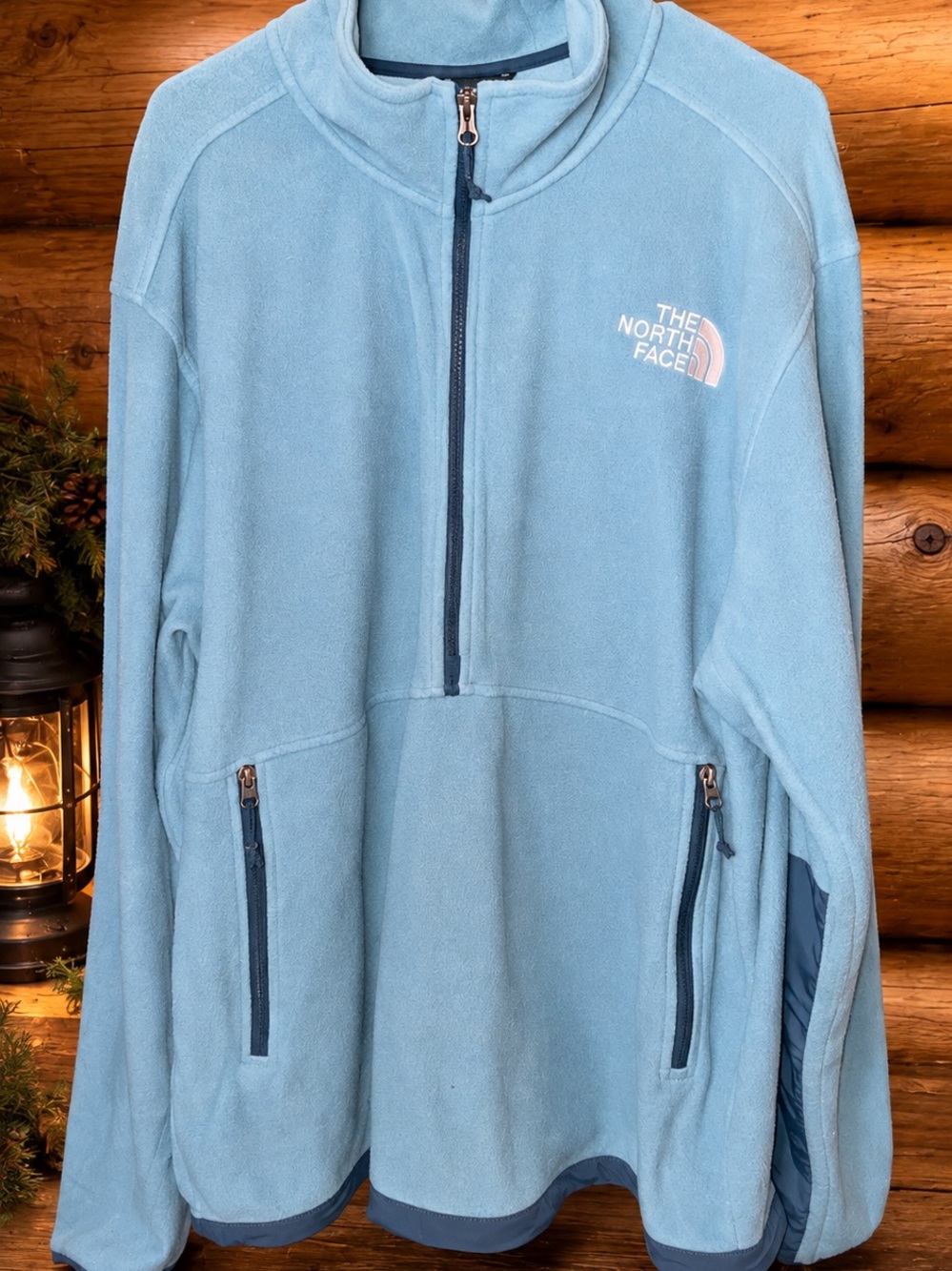 The North Face Light Blue Half-Zip Fleece Pullover women’s XXL